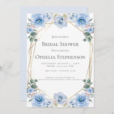 BRIDAL SHOWER | Watercolor Blue Flowers Invitations