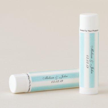 Watercolor Blue White Stripes Lip Balm