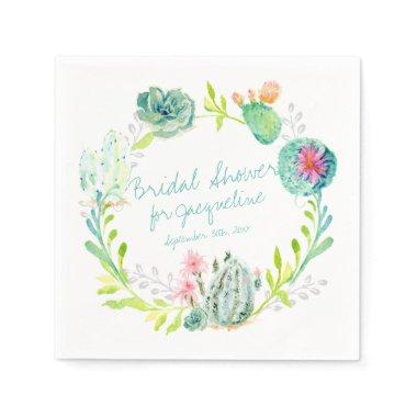 Bridal Shower Watercolor Cactus Succulent Desert Paper Napkins