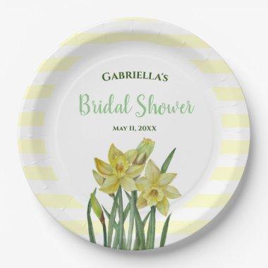 Bridal Shower Watercolor Daffodils Illustration Paper Plates