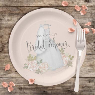 Bridal Shower Watercolor Elegant Modern Floral Paper Plates