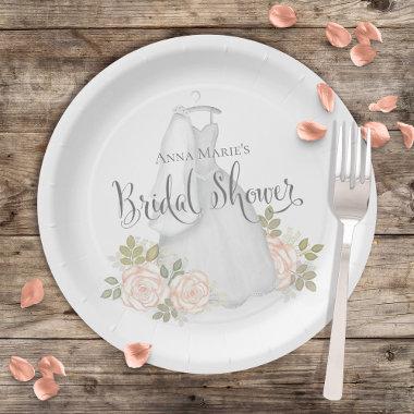 Bridal Shower Watercolor Elegant Modern Floral Paper Plates