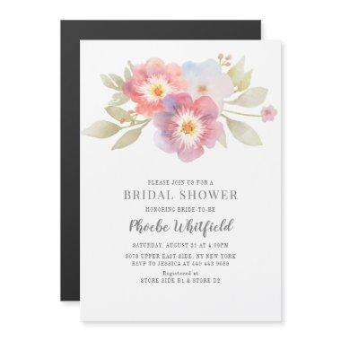 Bridal Shower Watercolor Floral Modern Botanical Magnetic Invitations