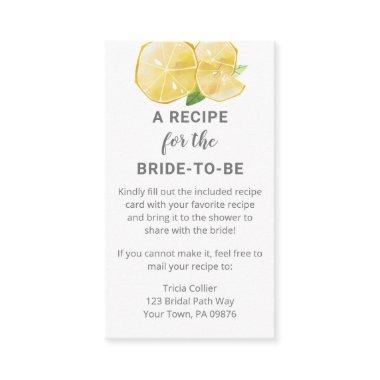 Watercolor Lemon Recipe Request Enclosure