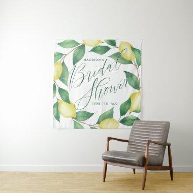 BRIDAL SHOWER Watercolor Lemon Wreath Tapestry