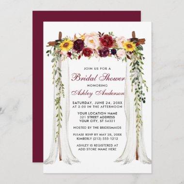 Bridal Shower Watercolor Mixed Floral Canopy Invitations