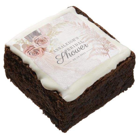 Bridal Shower Watercolor Pampas Grass Terracotta Brownie
