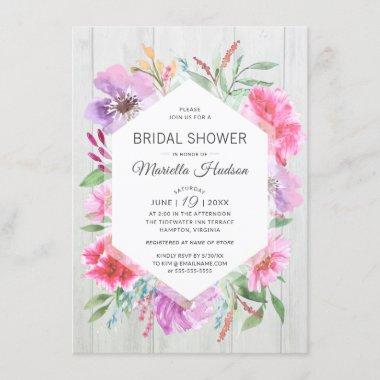 Bridal Shower Watercolor Spring Bouquet Decoupage Invitations