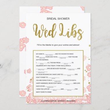 Bridal Shower Wed Libs Invitations | Gold and Pink