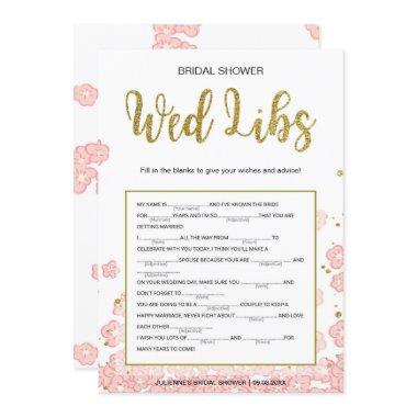 Bridal Shower Wed Libs Invitations | Gold and Pink