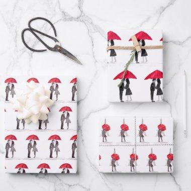 Wedding Anniversary Romantic Cute Wrapping Paper Sheets