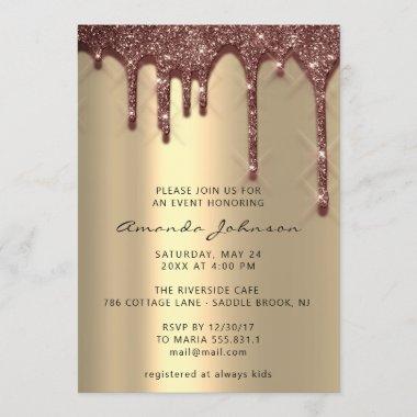 Bridal Shower Wedding Birthday Gold Gglittee Drips Invitations