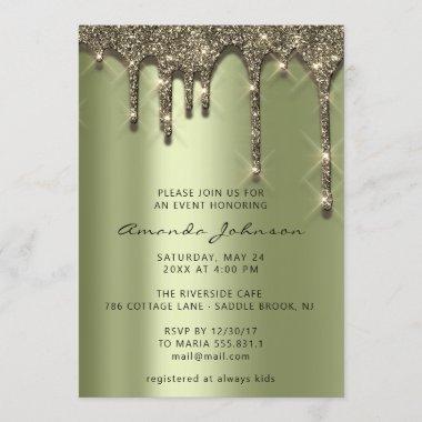 Bridal Shower Wedding Birthday Mint Green Drips Invitations