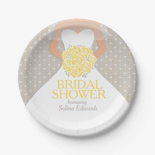 Bridal shower wedding dress custom paper plates