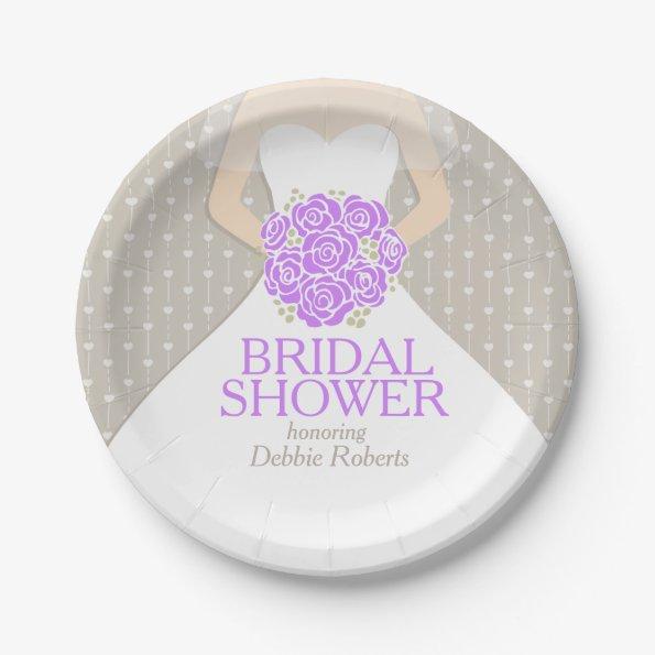 Bridal shower wedding dress custom paper plates
