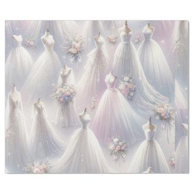 Wedding Dress Pastel Glitter Lights Wrapping Paper