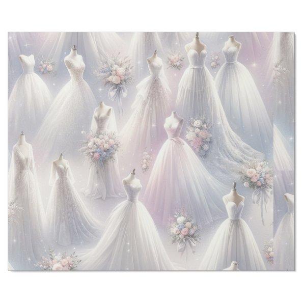 Wedding Dress Pastel Glitter Lights Wrapping Paper