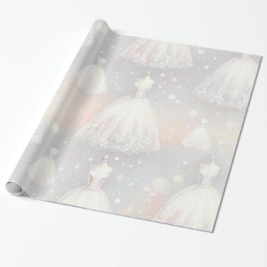 Wedding Dress Pastel Lights Wrapping Paper