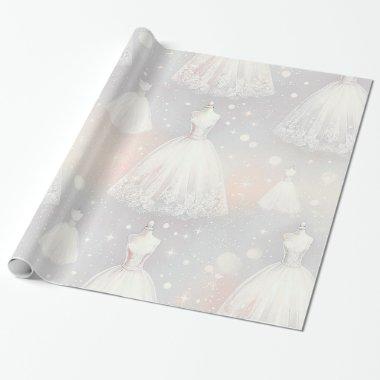 Bridal Shower Wedding Dress Pastel Lights Wrapping Paper