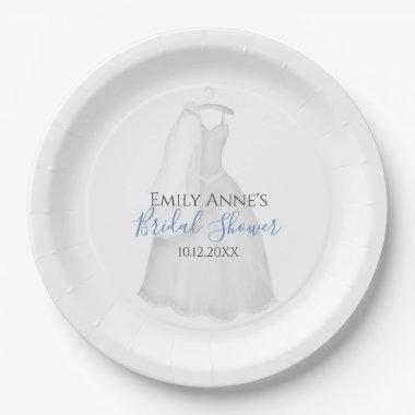 Bridal Shower Wedding Modern Watercolor Bride Gown Paper Plates