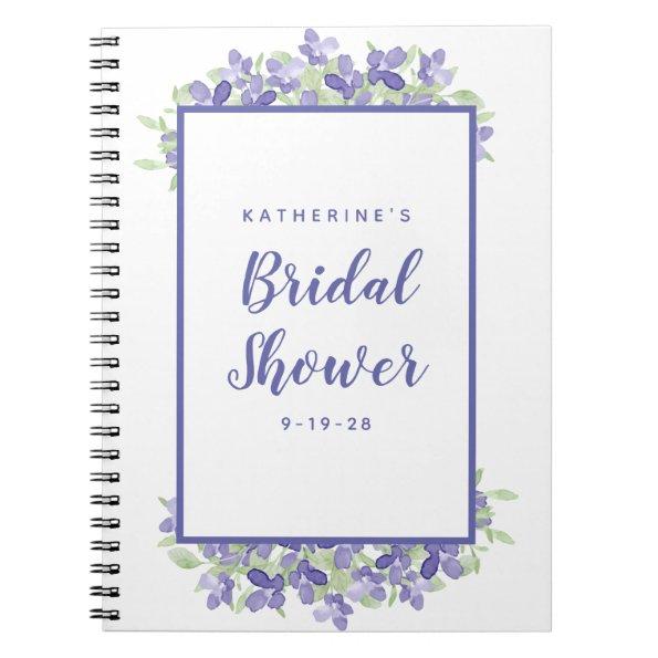 Bridal Shower Wedding Periwinkle Watercolor Floral Notebook