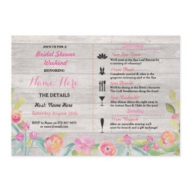 Bridal Shower Weekend Itinerary Pink Coral Invite