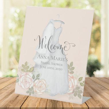 Welcome Blush Watercolor Floral Pedestal Sign