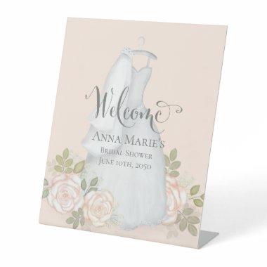 Bridal Shower Welcome Blush Watercolor Floral Pedestal Sign