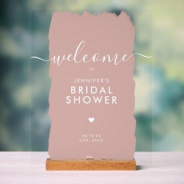Welcome Gold Script Paint Blush Acrylic Sign