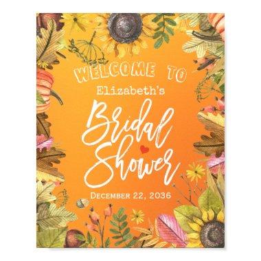 Welcome Maple Leaf Pumpkin Sunflower Poster
