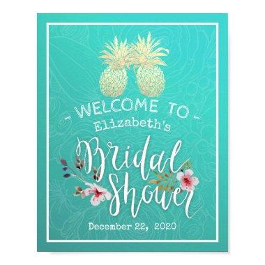 Welcome Modern Gold Pineapple Couple Poster