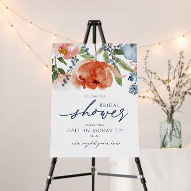 Welcome Orange Dusty Blue Floral Foam Board