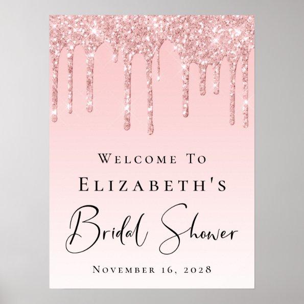 Bridal Shower Welcome Pink Glitter Poster