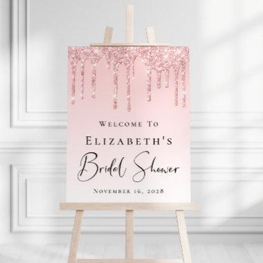 Bridal Shower Welcome Pink Glitter Welcome Sign