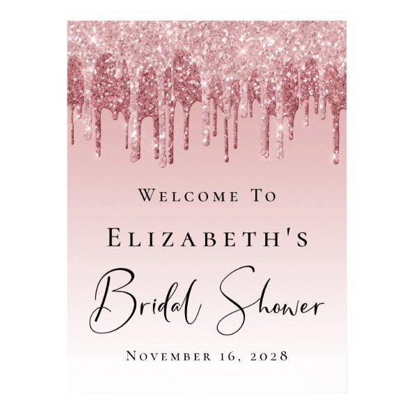 Welcome Pink Rose Gold Glitter Poster