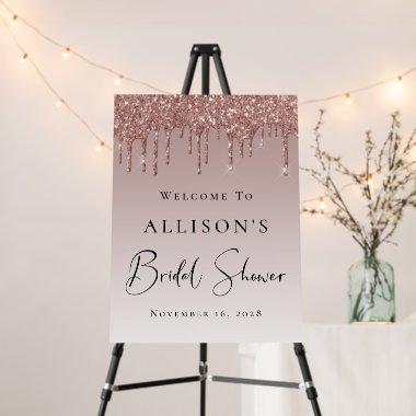 Bridal Shower Welcome Rose Gold Glitter Welcome Foam Board