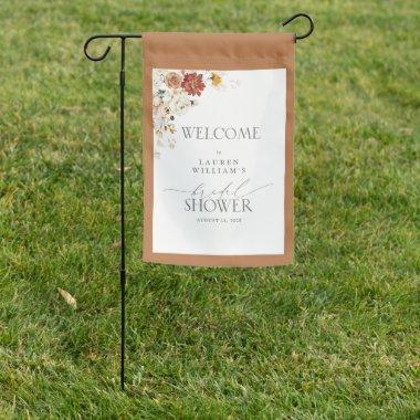 Welcome Rust Orange Floral Script Ga Garden Flag