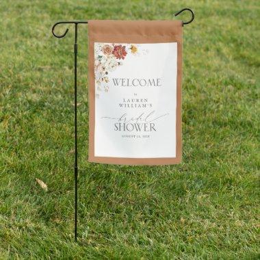 Bridal Shower Welcome Rust Orange Floral Script Ga Garden Flag