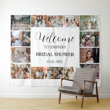 Bridal Shower Welcome Script minimal Photo Collage Tapestry