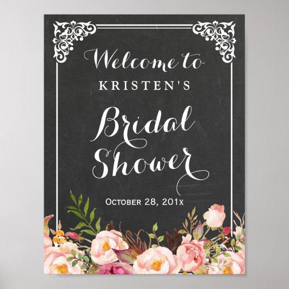 Bridal Shower Welcome Sign Chalkboard Frame Flower