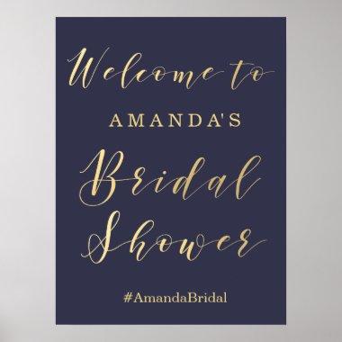 Bridal Shower welcome sign | Gold and blue