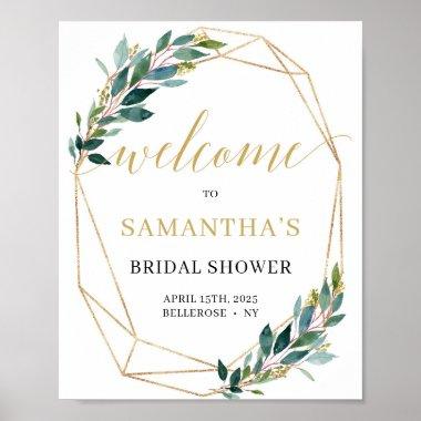 Bridal Shower welcome sign green eucalyptus boho