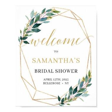 Bridal Shower welcome sign green eucalyptus boho