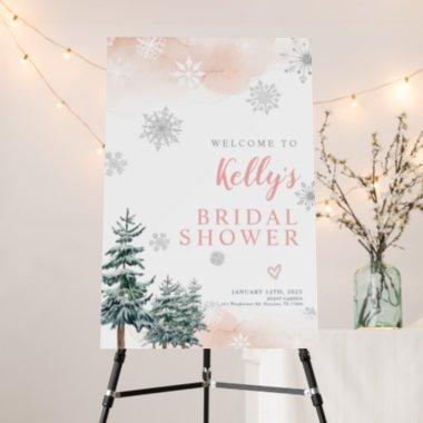 Bridal shower welcome sign, pink and blush winter foam board