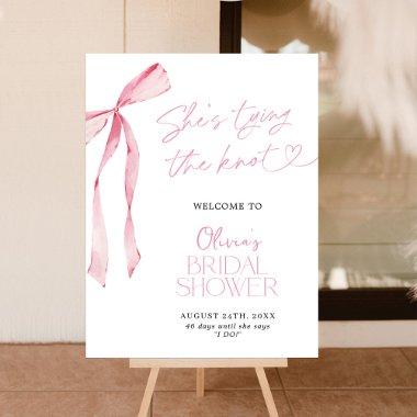 Welcome Sign Pink Bow Tying the Knot