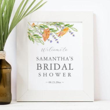 Bridal Shower Welcome Sign Watercolor Wildflowers