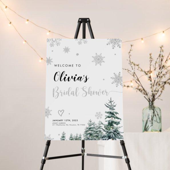 Bridal Shower Welcome sign winter silver glitter