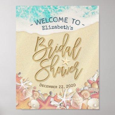 Bridal Shower Welcome Summer Sandy Beach Starfish Poster