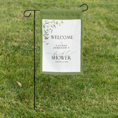 Bridal Shower Welcome Summer Wildflower Script Garden Flag