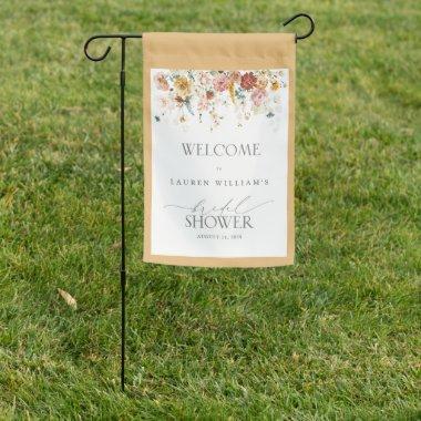 Bridal Shower Welcome Yellow Wildflower Script Garden Flag